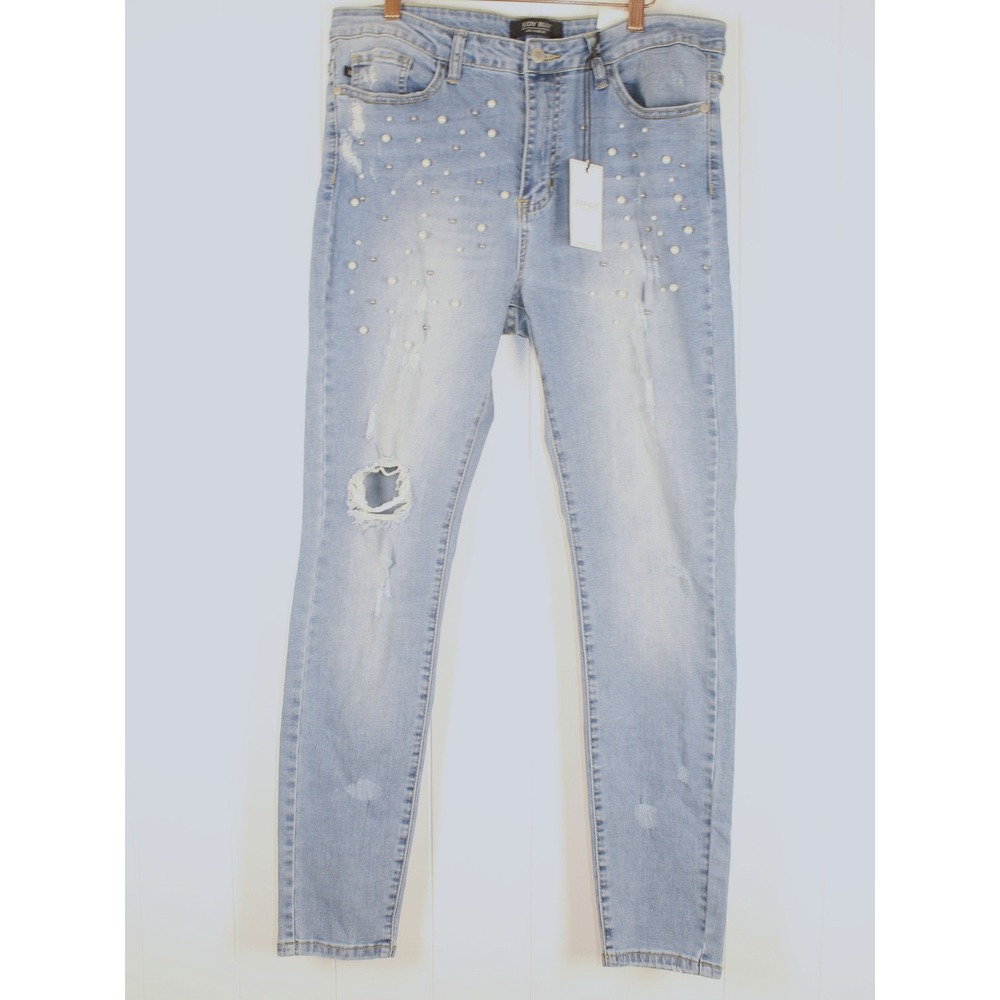 NWT Judy Blue Women's Pearl Embellished Skinny Jeans Size 15/32